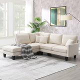 [VIDEO provided][New]90*88" Terrycloth Modern Sectional Sofa,5-Seat Practical Couch Set with Chaise Lounge,L-Shape minimalist Indoor Furniture with 3 Pillows for Living Room,Apartment,Office, 3 Colors