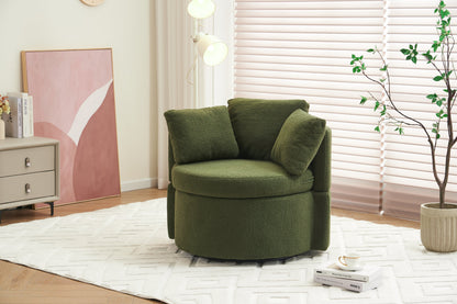 Teddy Fabric Swivel And Storage Chair With Back Cushion Green