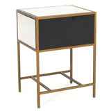 White  Mirrored Nightstand with 1 Drawer, Small End Side Table with Storage, Modern Bedside Bed Table with Metal Frame for Small Space, Bedroom and Living Room, White,  18.90"L x 15.75"W x 26.40"H