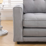 {VIDEO Provided}3-in-1 Upholstered Futon Sofa Convertible Sofa bed,Foldable Tufted Loveseat with Pull Out Sleeper Couch Bed,Folding Mattres Love Seat Daybed W/Side Pockets and Cup Holder, Light Gray
