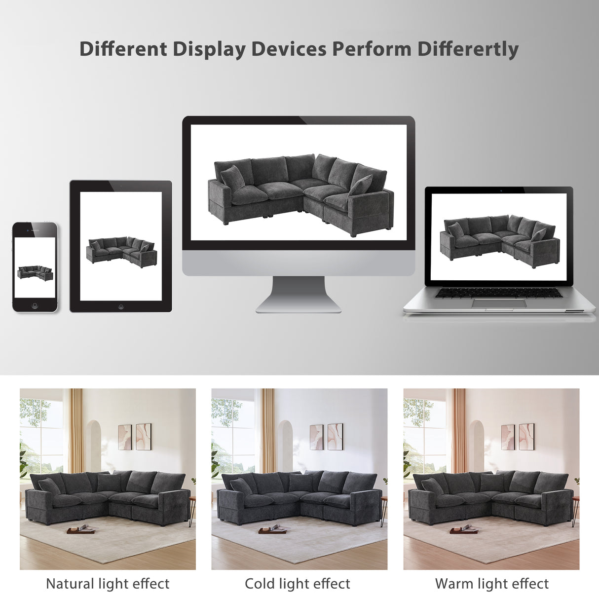 [VIDEO provided] [New] 84*84" Modern L Shape Modular Sofa, 5 Seat Chenille Sectional Couch Set with 2 Pillows Included, Freely Combinable Indoor Funiture for Living Room, Apartment, Office, 2 Colors