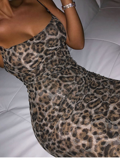 Leopard Print Halter Dress HFLE5YSN3P
