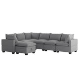 [VIDEO provided][New] 120*93" Modern U Shape Modular Sofa with Storage Ottoman,Luxury 7 Seat Sectional Couch Set with 2 Pillows Included,Freely Combinable Indoor Funiture for Living Room, Apartment
