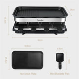 1500W Raclette Grill 8 People Grill Plate Non-stick Coated, Raclette With 8 Mini Raclette Pans, Infinitely Adjustable Temperature