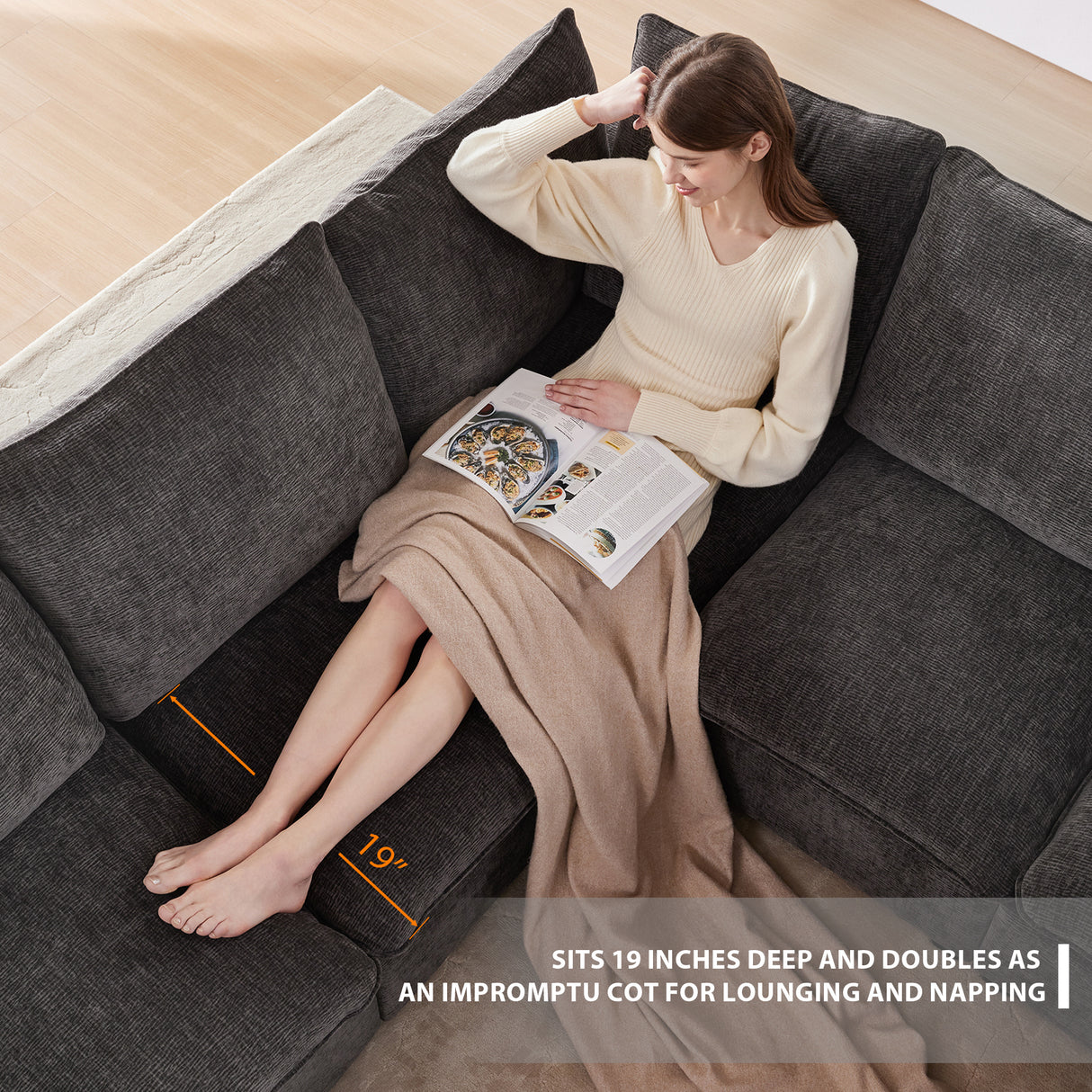 [VIDEO provided] [New] 84*84" Modern L Shape Modular Sofa, 5 Seat Chenille Sectional Couch Set with 2 Pillows Included, Freely Combinable Indoor Funiture for Living Room, Apartment, Office, 2 Colors