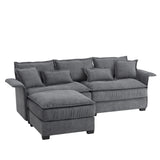 [VIDEO provided][New]95*66"Oversized Luxury Sectional Sofa with Bentwood Armrests,4 seat Upholstered Indoor Furniture with Double Cushions,L Shape Couch with Ottoman for Living Room,Apartment,3 Colors