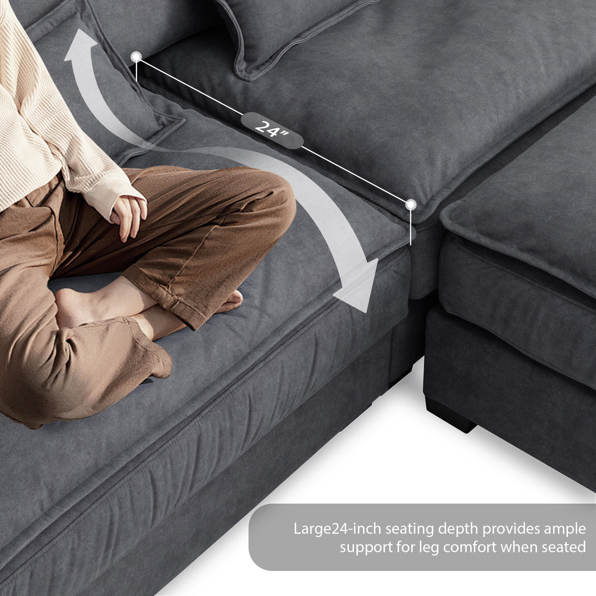 [VIDEO provided][New]95*66"Oversized Luxury Sectional Sofa with Bentwood Armrests,4 seat Upholstered Indoor Furniture with Double Cushions,L Shape Couch with Ottoman for Living Room,Apartment,3 Colors