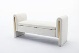 Velvet Fabric Storage Bench Bedroom Bench With Gold Metal Trim Strip