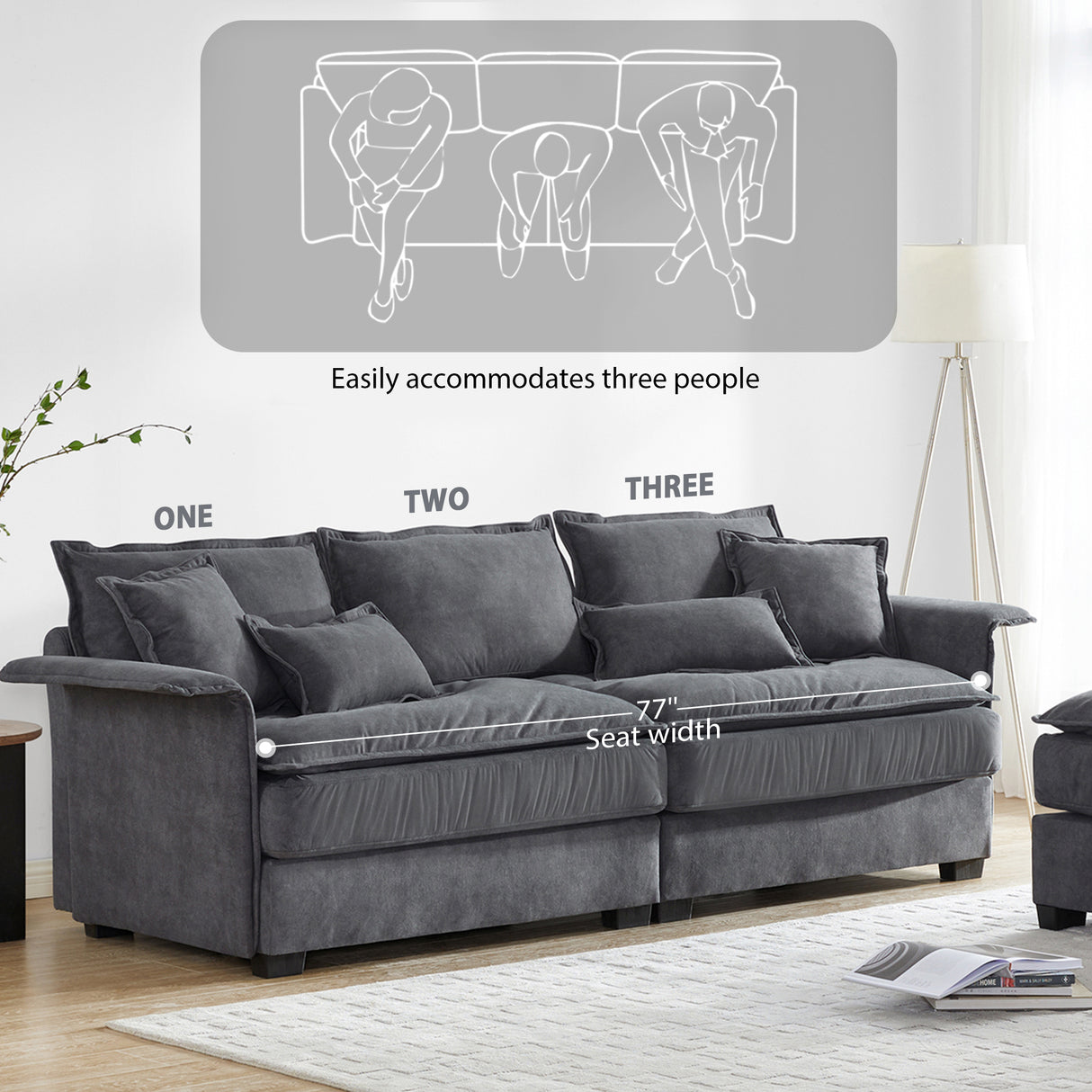 [VIDEO provided][New]95*66"Oversized Luxury Sectional Sofa with Bentwood Armrests,4 seat Upholstered Indoor Furniture with Double Cushions,L Shape Couch with Ottoman for Living Room,Apartment,3 Colors