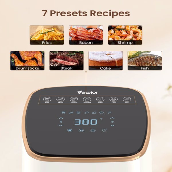 Air Fryer, 5.3Qt With Observation Window, Intelligent Digital Touch Screen
