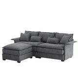 [VIDEO provided][New]95*66"Oversized Luxury Sectional Sofa with Bentwood Armrests,4 seat Upholstered Indoor Furniture with Double Cushions,L Shape Couch with Ottoman for Living Room,Apartment,3 Colors