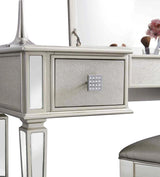 Mirrored Vanities Desk with Drawers, Bedroom Makeup Vanity Table Set with Mirror and Stool, Flip Up Dressing Table for Bedroom/Makeup Room, Working Desk for Women, Girl Furniture Combo