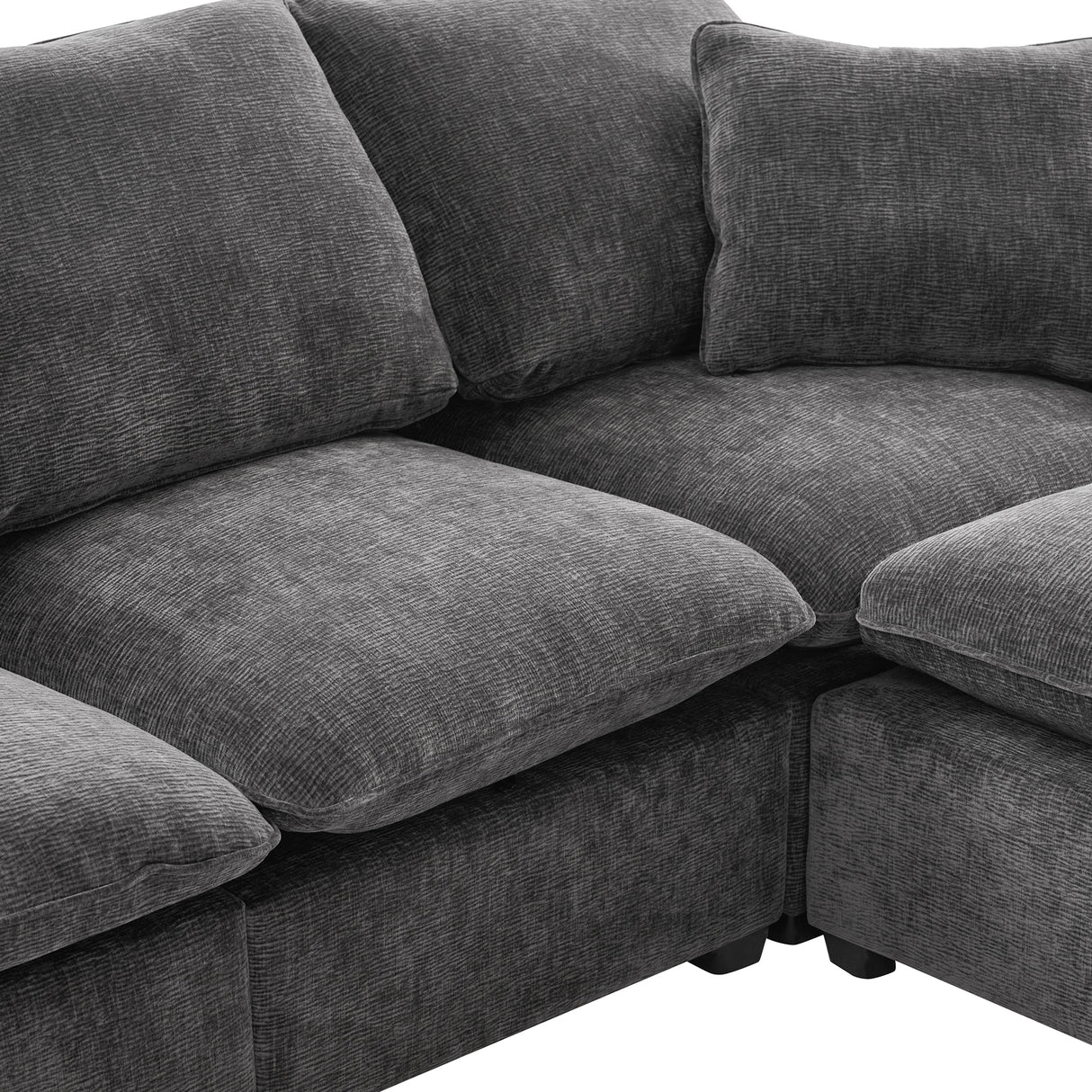 [VIDEO provided] [New] 110*84" Modern U Shape Modular Sofa, 7 Seat Chenille Sectional Couch Set with 2 Pillows Included, Freely Combinable Indoor Funiture for Living Room, Apartment, Office, 2 Colors