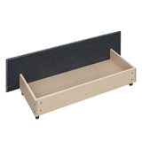 Upholstered Platform Bed with Stud Trim Headboard and Footboard and 4 Drawers No Box Spring Needed, Velvet Fabric, Queen Size (Gray)