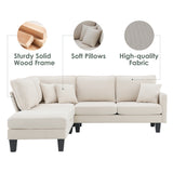 [VIDEO provided][New]90*88" Terrycloth Modern Sectional Sofa,5-Seat Practical Couch Set with Chaise Lounge,L-Shape minimalist Indoor Furniture with 3 Pillows for Living Room,Apartment,Office, 3 Colors