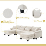 [New]Wide Seat Corduroy Modular Sectional Sofa Bed, Sleeper Couch Set with Armrest Pillow,6 Seat Free Combination Sofa with Ottomans, Oversized Indoor Furniture for Living Room, 2 Colors