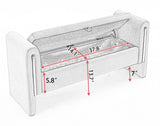 Velvet Fabric Storage Bench Bedroom Bench With Gold Metal Trim Strip