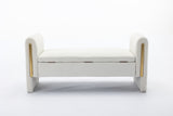 Velvet Fabric Storage Bench Bedroom Bench With Gold Metal Trim Strip