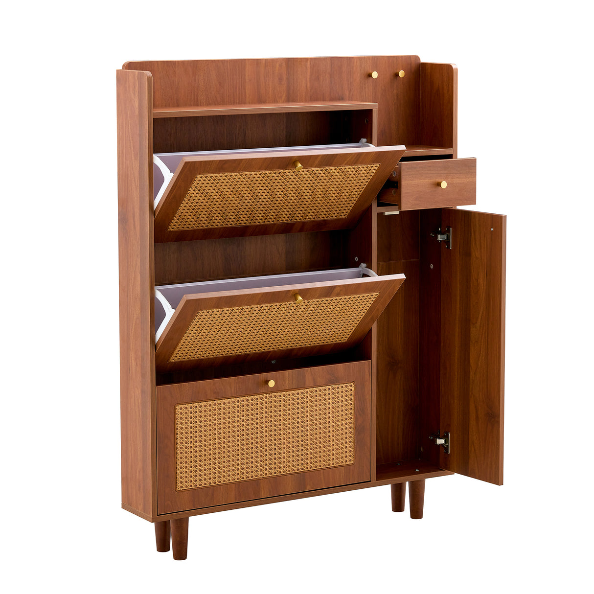 Japanese rattan shoe cabinet, bed top cabinet Brown