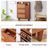 Japanese rattan shoe cabinet, bed top cabinet Brown