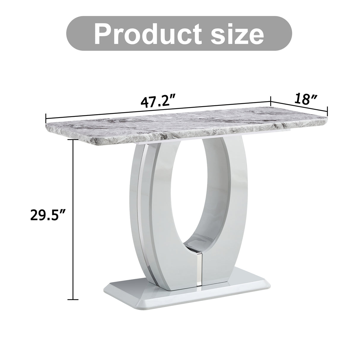 Modern minimalist light gray MDF material rectangular counter bar table 47.2 "x 18" x 29.5 "for bedroom bedside entrance, house balcony, office bathroom BT-1280 W1151S00649