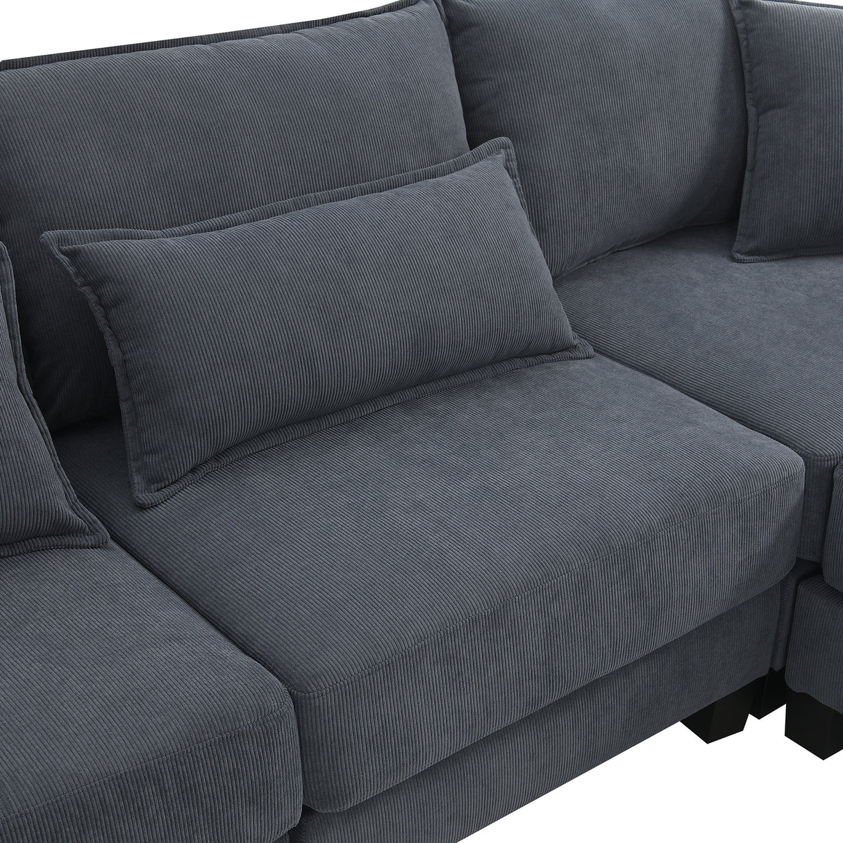 [New]Wide Seat Corduroy Modular Sectional Sofa Bed, Sleeper Couch Set with Armrest Pillow,6 Seat Free Combination Sofa with Ottomans, Oversized Indoor Furniture for Living Room, 2 Colors