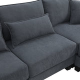 [New]Wide Seat Corduroy Modular Sectional Sofa Bed, Sleeper Couch Set with Armrest Pillow,6 Seat Free Combination Sofa with Ottomans, Oversized Indoor Furniture for Living Room, 2 Colors