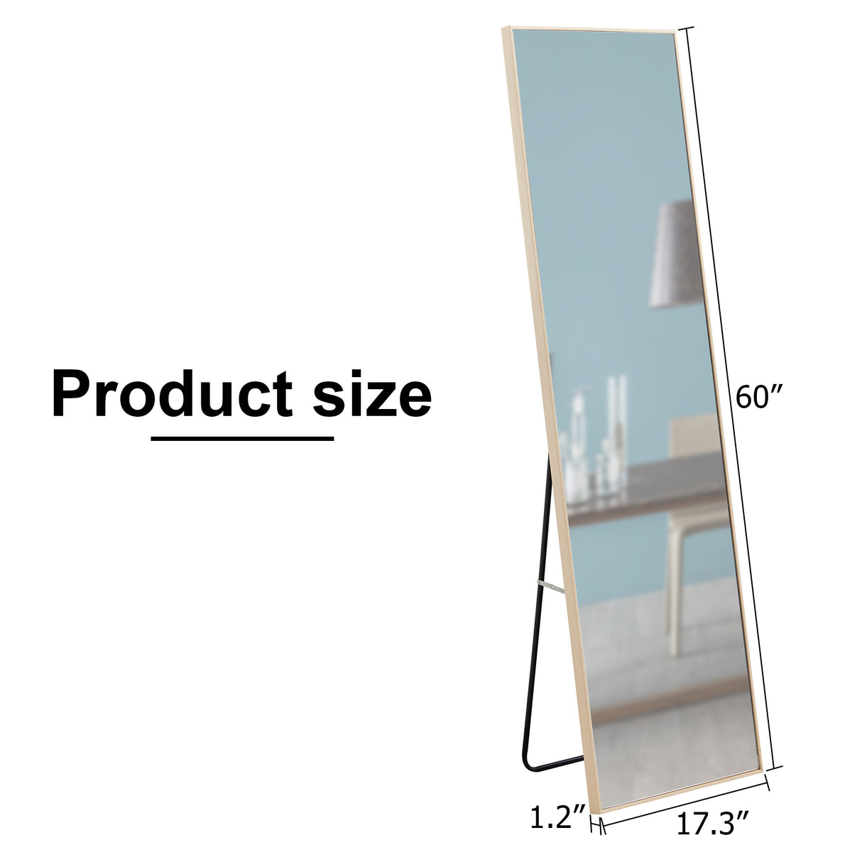 The3rd generation packaging upgrade includes a light oak solid wood frame full length mirror, dressing mirror, bedroom entrance, decorative mirror, clothing store, and floor mounted mirror. 60" *17.3"