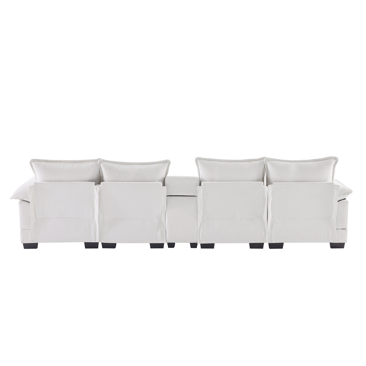 [VIDEO provided][New]123*55" Modern U-shaped Sofa with Console,Cupholders and USB Ports,6-seat Upholstered Symmetrical Indoor Furniture,Sleeper Couch Set with Chaise for Living Room,Apartment,2 Colors