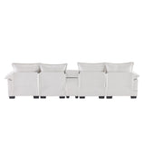 [VIDEO provided][New]123*55" Modern U-shaped Sofa with Console,Cupholders and USB Ports,6-seat Upholstered Symmetrical Indoor Furniture,Sleeper Couch Set with Chaise for Living Room,Apartment,2 Colors