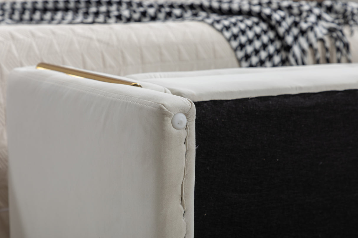 Velvet Fabric Storage Bench Bedroom Bench With Gold Metal Trim Strip