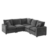 [VIDEO provided] [New] 84*84" Modern L Shape Modular Sofa, 5 Seat Chenille Sectional Couch Set with 2 Pillows Included, Freely Combinable Indoor Funiture for Living Room, Apartment, Office, 2 Colors