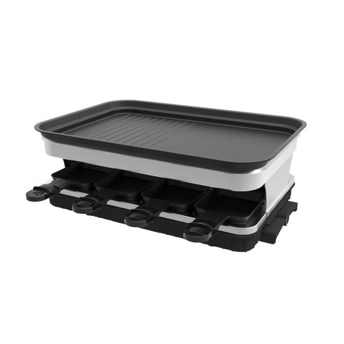 1500W Raclette Grill 8 People Grill Plate Non-stick Coated, Raclette With 8 Mini Raclette Pans, Infinitely Adjustable Temperature
