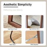 Third generation packaging upgrade, thickened border, brown wood grain solid wood frame full length mirror, dressing mirror, bedroom entrance, decorative mirror, and floor standing mirror. 57.9"*18.1"
