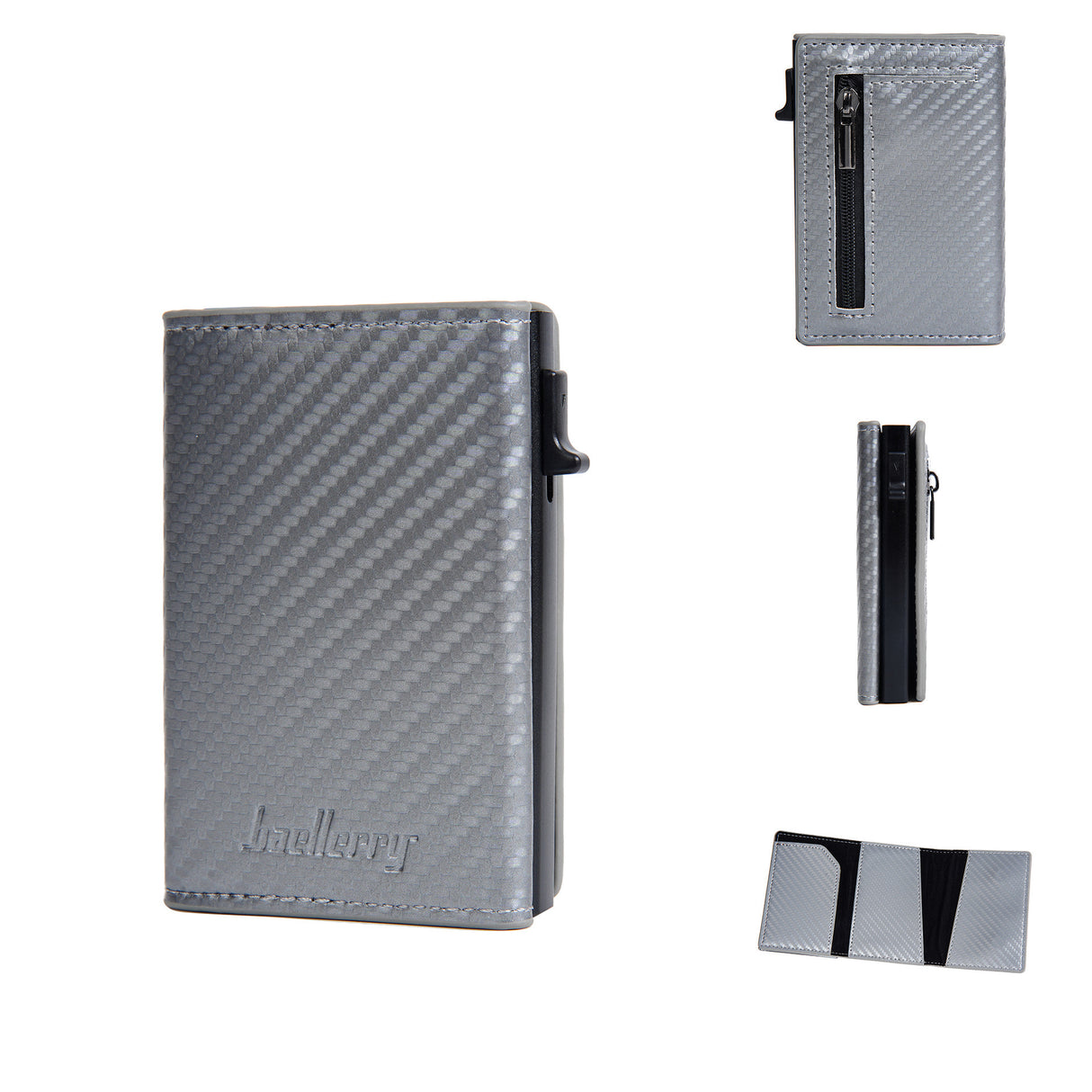 New RFID Cowhide Passport Holder Wallet Passport Bag Protective Cover Carbon Fiber Pattern Anti-theft Brush Wallet Automatic Pop-up Zipper First Layer Genuine Leather Men's Wallet