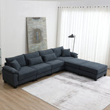 [New]Wide Seat Corduroy Modular Sectional Sofa Bed, Sleeper Couch Set with Armrest Pillow,6 Seat Free Combination Sofa with Ottomans, Oversized Indoor Furniture for Living Room, 2 Colors