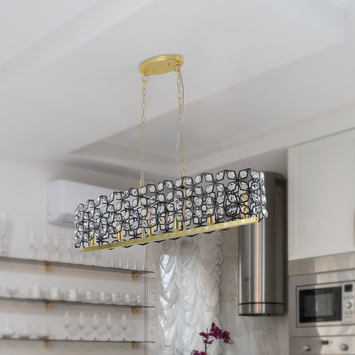 Modern Champagne Gold Oval Crystal ceiling chandelier  Luxury Home Decor Light Fixture