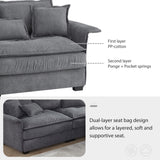 [VIDEO provided][New]95*66"Oversized Luxury Sectional Sofa with Bentwood Armrests,4 seat Upholstered Indoor Furniture with Double Cushions,L Shape Couch with Ottoman for Living Room,Apartment,3 Colors