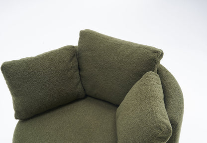 Teddy Fabric Swivel And Storage Chair With Back Cushion Green