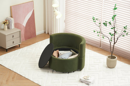 Teddy Fabric Swivel And Storage Chair With Back Cushion Green