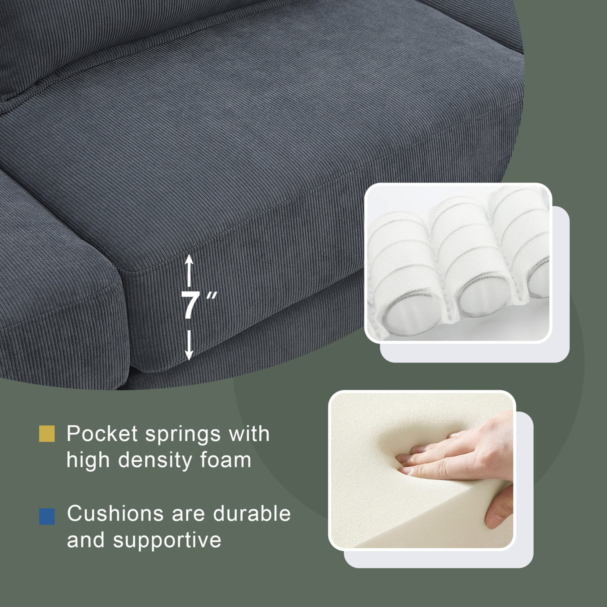 [New]Wide Seat Corduroy Modular Sectional Sofa Bed, Sleeper Couch Set with Armrest Pillow,6 Seat Free Combination Sofa with Ottomans, Oversized Indoor Furniture for Living Room, 2 Colors