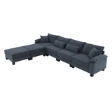[New]Wide Seat Corduroy Modular Sectional Sofa Bed, Sleeper Couch Set with Armrest Pillow,6 Seat Free Combination Sofa with Ottomans, Oversized Indoor Furniture for Living Room, 2 Colors