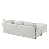 [VIDEO provided][New]95*66"Oversized Luxury Sectional Sofa with Bentwood Armrests,4 seat Upholstered Indoor Furniture with Double Cushions,L Shape Couch with Ottoman for Living Room,Apartment,3 Colors