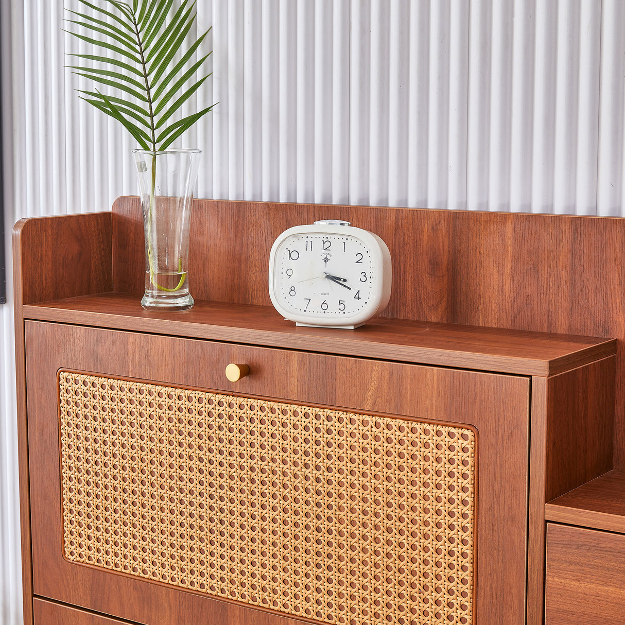 Japanese rattan shoe cabinet, bed top cabinet Brown