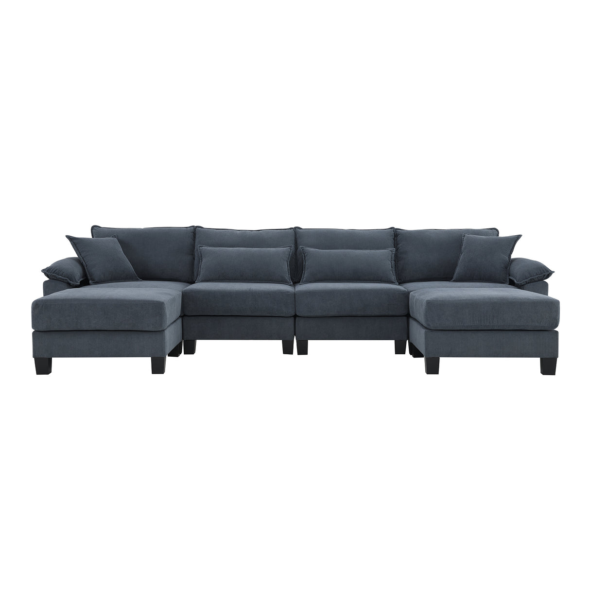 [New]Wide Seat Corduroy Modular Sectional Sofa Bed, Sleeper Couch Set with Armrest Pillow,6 Seat Free Combination Sofa with Ottomans, Oversized Indoor Furniture for Living Room, 2 Colors