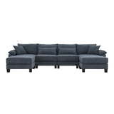 [New]Wide Seat Corduroy Modular Sectional Sofa Bed, Sleeper Couch Set with Armrest Pillow,6 Seat Free Combination Sofa with Ottomans, Oversized Indoor Furniture for Living Room, 2 Colors