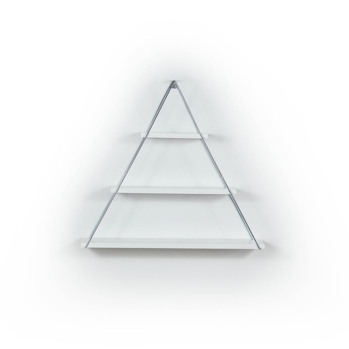 Moset Floating Wall Decor Wall Mounted Rustic Decorative Hanging Metal Bracket Triangle Shelf for Books, White/Chrome