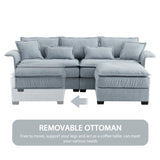 [VIDEO provided][New]95*66"Oversized Luxury Sectional Sofa with Bentwood Armrests,4 seat Upholstered Indoor Furniture with Double Cushions,L Shape Couch with Ottoman for Living Room,Apartment,3 Colors