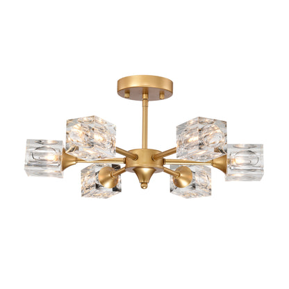 Modern Luxurious  Crystal Ceiling Light, 6 Lights (G9  Bulb) Modern Crystal Ceiling Light for Dining Room, Pendant Lamp Ceiling Lighting for Living Bedroom Hall Balcony --Matte Gold