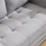 {VIDEO Provided}3-in-1 Upholstered Futon Sofa Convertible Sofa bed,Foldable Tufted Loveseat with Pull Out Sleeper Couch Bed,Folding Mattres Love Seat Daybed W/Side Pockets and Cup Holder, Light Gray